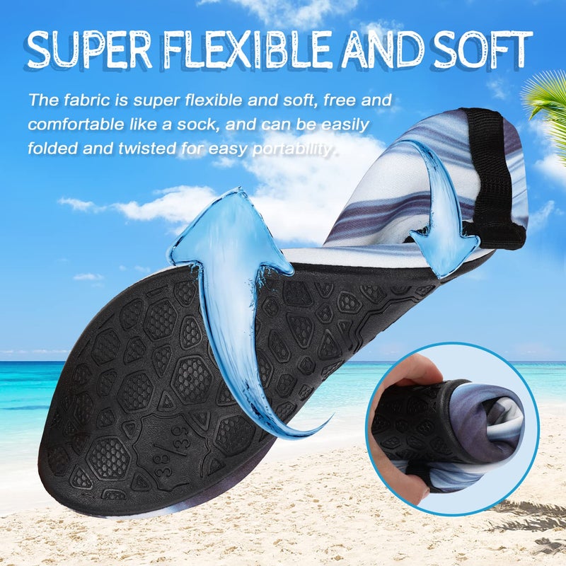 ANLUKE Water Shoes Barefoot Aqua Yoga Socks Quick-Dry Beach Swim Surf Shoes for Women Men Grey/Stripe 42/43 - Image 5